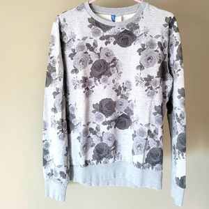 H&M Divided Men's Flower Graphic Sweatshirt Grey - Size Large